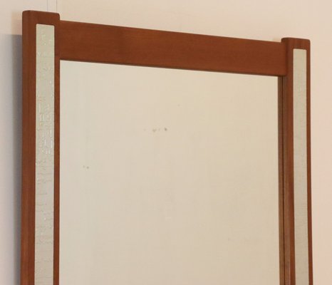 Teak Mirror with Silver-Colored Details-FYZ-1769469