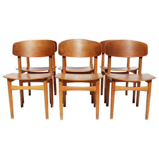 Teak Model 122 Dining Chairs by Børge Mogensen, 1960s, Set of 6