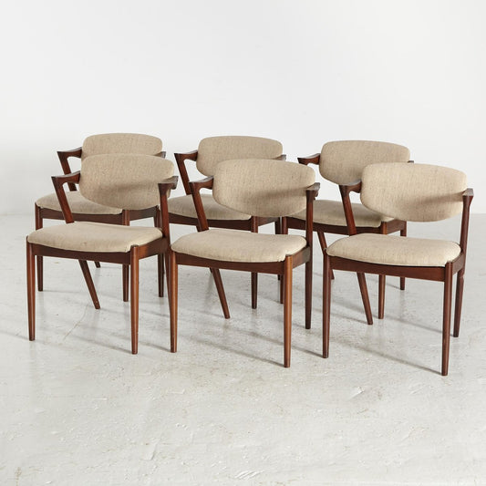 Teak Model 42 Dining Chairs by Kai Kristiansen for Schou Andersen, Set of 6