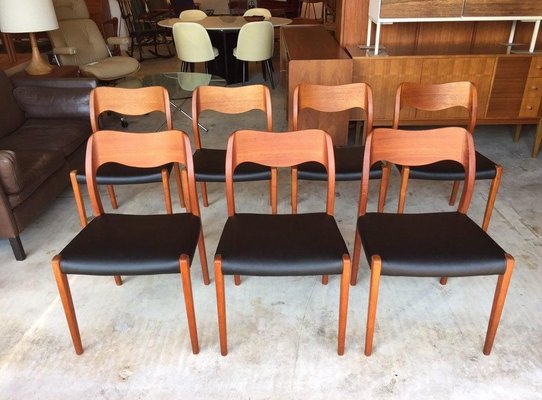 Teak Model 71 Chairs by Niels O. Möller, 1960s, Set of 7-WSA-831262