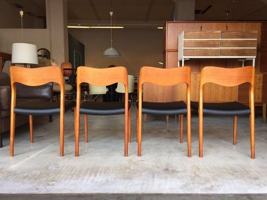 Teak Model 71 Chairs by Niels O. Möller, 1960s, Set of 7-WSA-831262