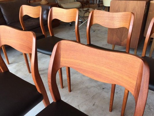 Teak Model 71 Chairs by Niels O. Möller, 1960s, Set of 7-WSA-831262