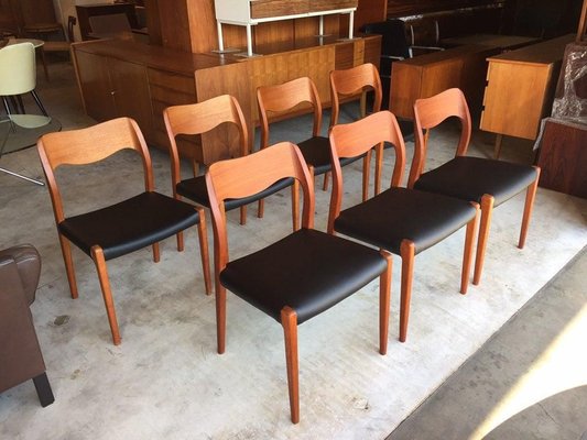 Teak Model 71 Chairs by Niels O. Möller, 1960s, Set of 7-WSA-831262