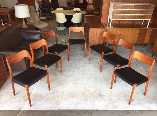 Teak Model 71 Chairs by Niels O. Möller, 1960s, Set of 7-WSA-831262