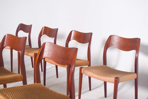 Teak Model 71 Dining Chairs by Niels Otto (N. O.) Møller for J.L. Møllers, 1960s, Set of 12-XWB-1813860