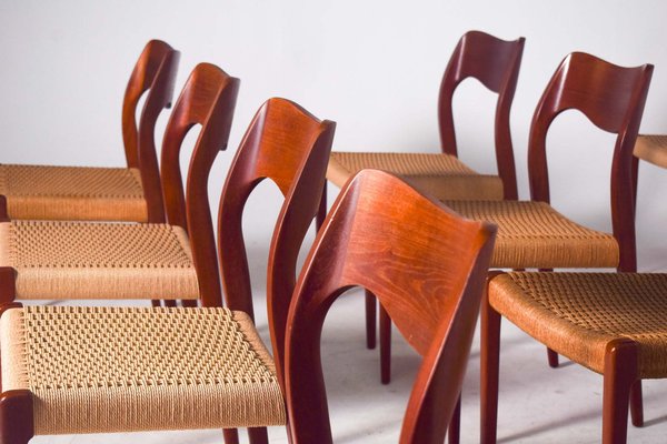 Teak Model 71 Dining Chairs by Niels Otto (N. O.) Møller for J.L. Møllers, 1960s, Set of 12-XWB-1813860