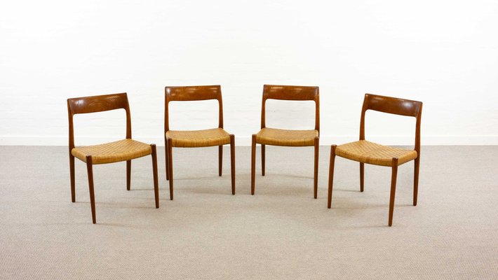 Teak Model 77 Chairs by Niels O. Möller for J.L. Møllers, Denmark, Set of 4-EE-1785823