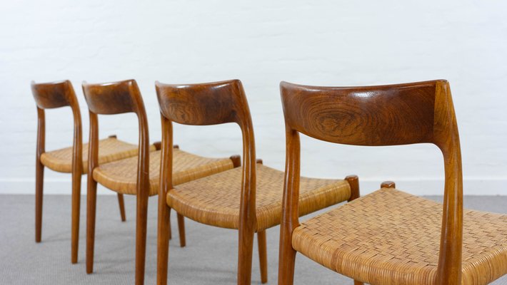 Teak Model 77 Chairs by Niels O. Möller for J.L. Møllers, Denmark, Set of 4-EE-1785823