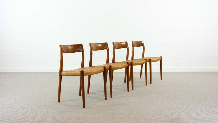 Teak Model 77 Chairs by Niels O. Möller for J.L. Møllers, Denmark, Set of 4-EE-1785823