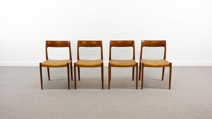 Teak Model 77 Chairs by Niels O. Möller for J.L. Møllers, Denmark, Set of 4-EE-1785823