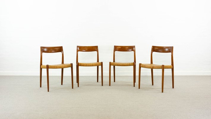 Teak Model 77 Chairs by Niels O. Möller for J.L. Møllers, Denmark, Set of 4-EE-1785823