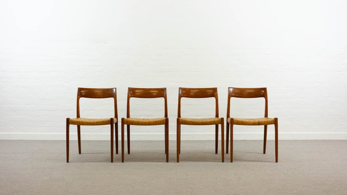 Teak Model 77 Chairs by Niels O. Möller for J.L. Møllers, Denmark, Set of 4-EE-1785823