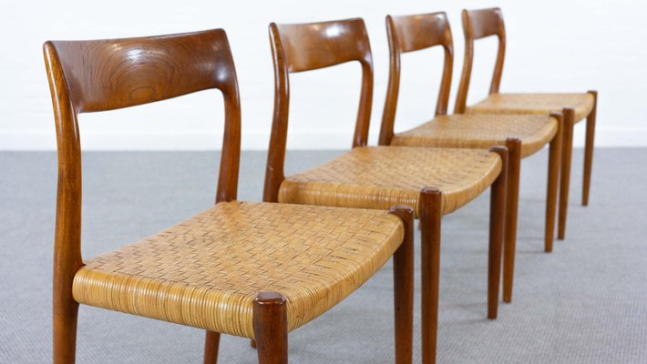 Teak Model 77 Chairs by Niels O. Möller for J.L. Møllers, Denmark, Set of 4-EE-1785823