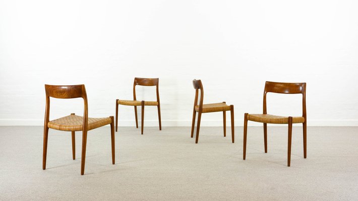 Teak Model 77 Chairs by Niels O. Möller for J.L. Møllers, Denmark, Set of 4-EE-1785823