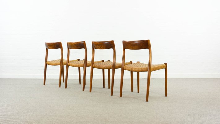 Teak Model 77 Chairs by Niels O. Möller for J.L. Møllers, Denmark, Set of 4-EE-1785823