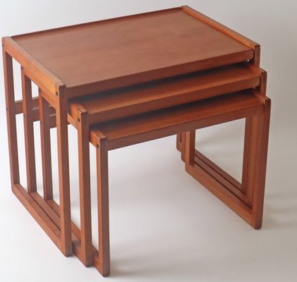 Teak Nesting Tables attributed to Aleks Kjersgaard for K.T. Möbel, Denmark, 1960s, Set of 3-ESB-2022792