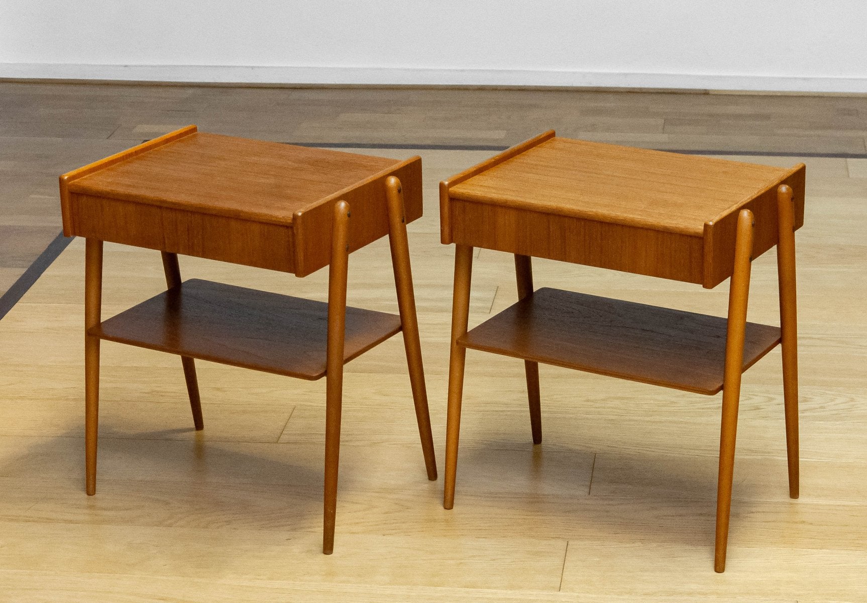 Teak Nightstands attributed to Carlström & Co., Sweden, 1950s, Set of 2