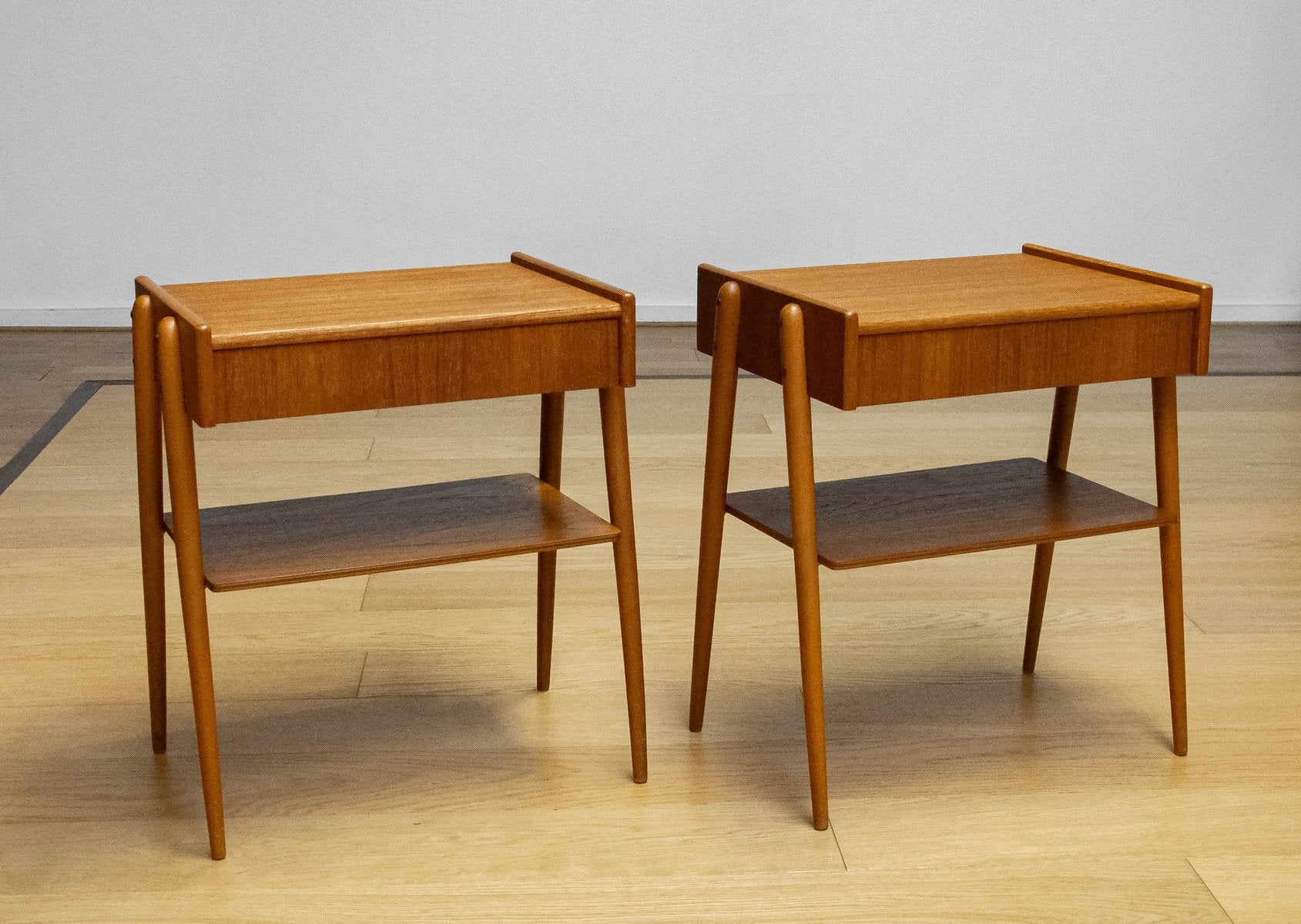 Teak Nightstands attributed to Carlström & Co., Sweden, 1950s, Set of 2