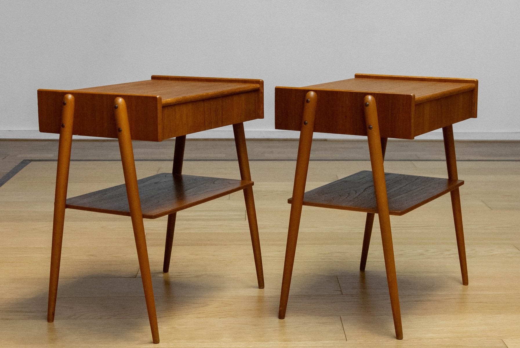 Teak Nightstands attributed to Carlström & Co., Sweden, 1950s, Set of 2