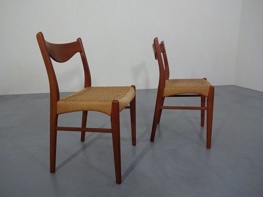 Teak & Paper Cord Dining Chairs by Ejner Larsen for Glyngore Stolefabrik, 1960s, Set of 2-RDW-561381