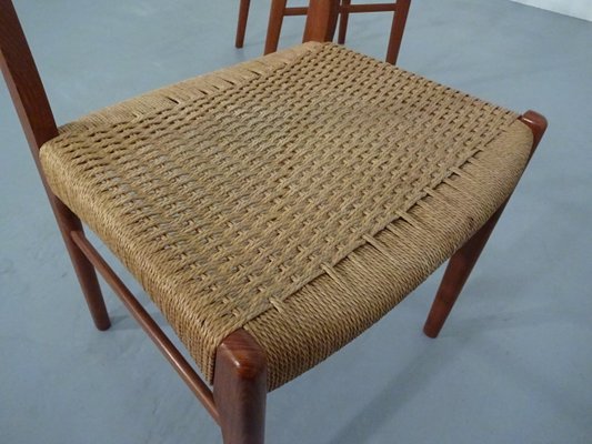 Teak & Paper Cord Dining Chairs by Ejner Larsen for Glyngore Stolefabrik, 1960s, Set of 2-RDW-561381