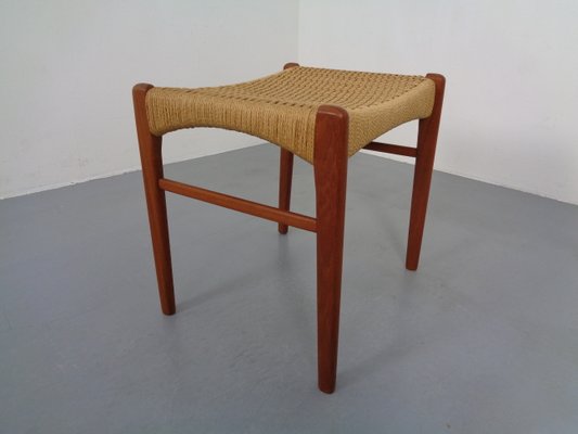 Teak & Paper Cord Ottoman by Ejner Larsen & Aksel Bender Madsen, 1960s-RDW-833728