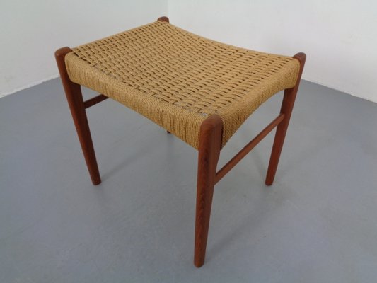 Teak & Paper Cord Ottoman by Ejner Larsen & Aksel Bender Madsen, 1960s-RDW-833728