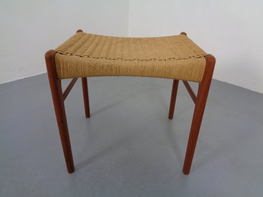 Teak & Paper Cord Ottoman by Ejner Larsen & Aksel Bender Madsen, 1960s-RDW-833728