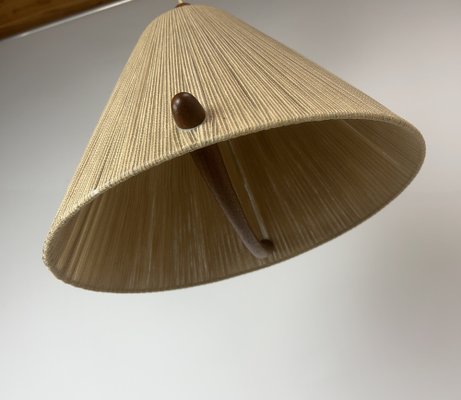 Teak Rope-Raffia Pendant Lamp from Temde, 1960s-WZZ-1382767