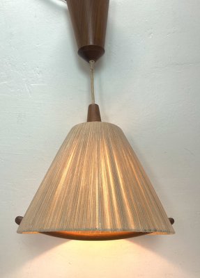 Teak Rope-Raffia Pendant Lamp from Temde, 1960s-WZZ-1382767