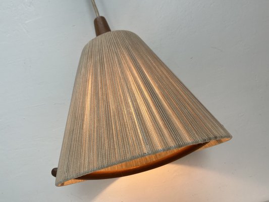 Teak Rope-Raffia Pendant Lamp from Temde, 1960s-WZZ-1382767