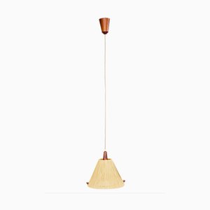 Teak Rope-Raffia Pendant Lamp from Temde, 1960s-WZZ-1382767