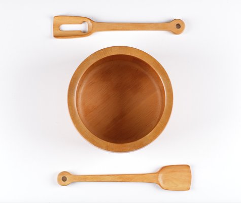 Teak Salad Bowl and Utensils by Richard Nissen, Denmark, 1962, Set of 3-GCG-1451432