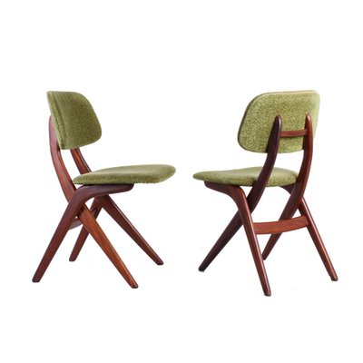 Teak Scissor Dining Chairs attributed to Louis van Teeffelen for Webe, 1950s, Set of 2-XT-1742813