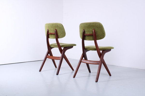 Teak Scissor Dining Chairs attributed to Louis van Teeffelen for Webe, 1950s, Set of 2-XT-1742813