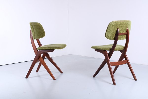 Teak Scissor Dining Chairs attributed to Louis van Teeffelen for Webe, 1950s, Set of 2-XT-1742813