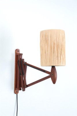 Teak Scissor Light with Papercord Shade, 1950s-NIX-1763680