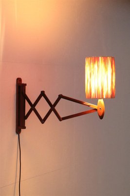 Teak Scissor Light with Papercord Shade, 1950s-NIX-1763680