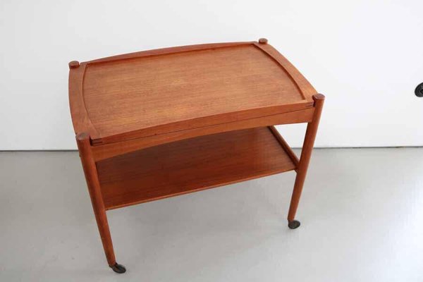 Teak Serving Trolley with Tray by Poul Hundevad, Denmark, 1960s-FJP-1771625