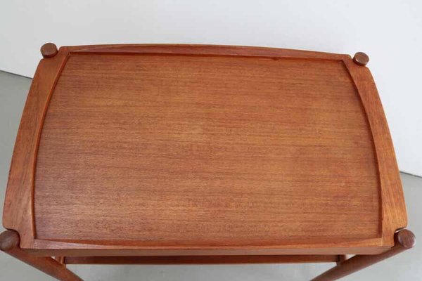 Teak Serving Trolley with Tray by Poul Hundevad, Denmark, 1960s-FJP-1771625