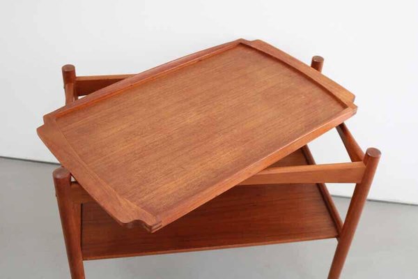 Teak Serving Trolley with Tray by Poul Hundevad, Denmark, 1960s-FJP-1771625