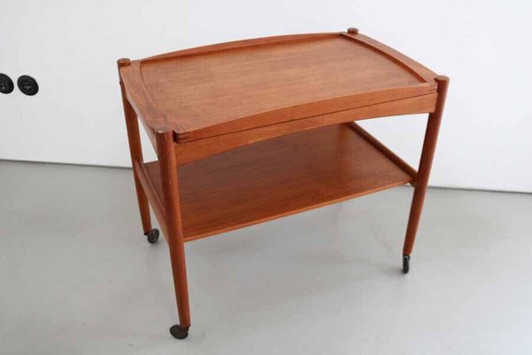 Teak Serving Trolley with Tray by Poul Hundevad, Denmark, 1960s-FJP-1771625