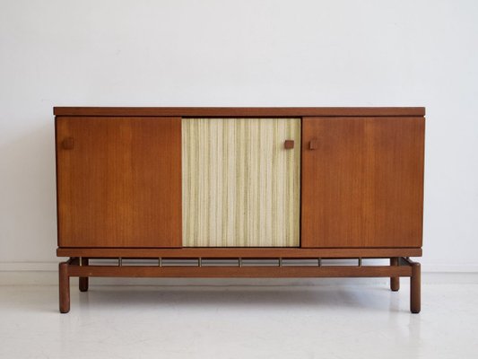 Teak Sideboard with Fabric and Brass Details by Ilmari Tapiovaara for La Permanente Mobili Cantù, 1960s-ZYF-731375