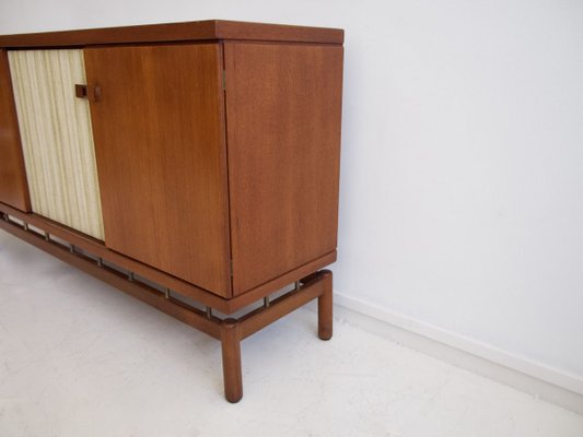 Teak Sideboard with Fabric and Brass Details by Ilmari Tapiovaara for La Permanente Mobili Cantù, 1960s-ZYF-731375