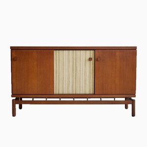 Teak Sideboard with Fabric and Brass Details by Ilmari Tapiovaara for La Permanente Mobili Cantù, 1960s-ZYF-731375