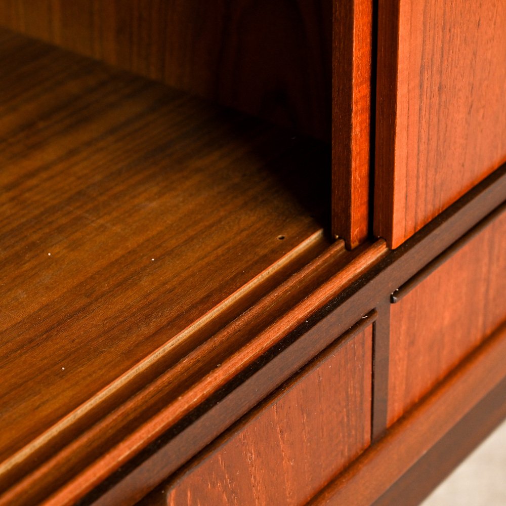 Teak Sideboard with Three Drawers and Three Sliding Doors, 1960s