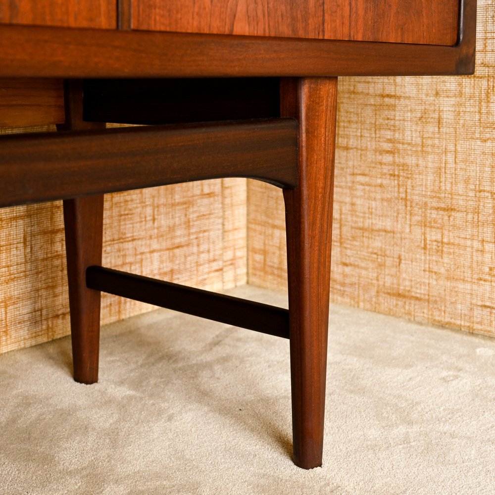 Teak Sideboard with Three Drawers and Three Sliding Doors, 1960s