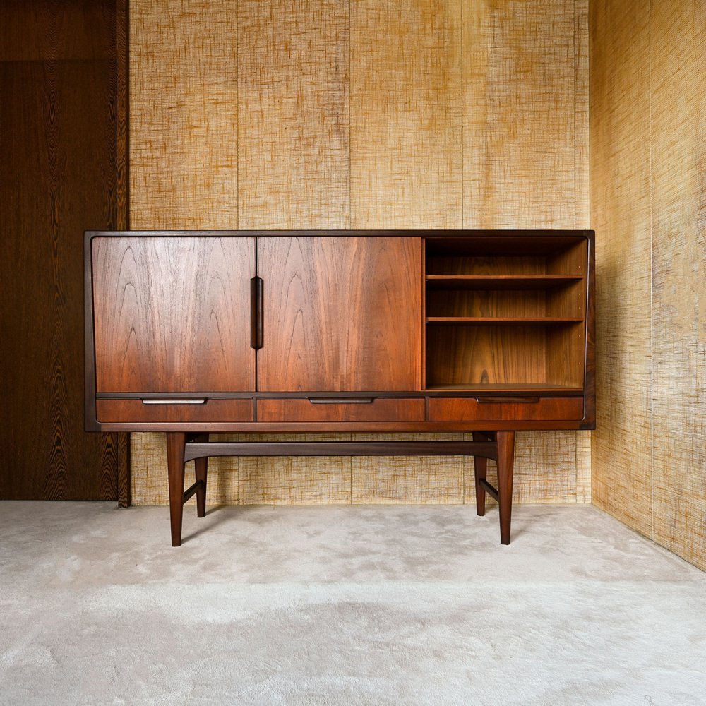 Teak Sideboard with Three Drawers and Three Sliding Doors, 1960s