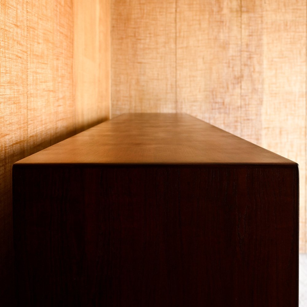 Teak Sideboard with Three Drawers and Three Sliding Doors, 1960s