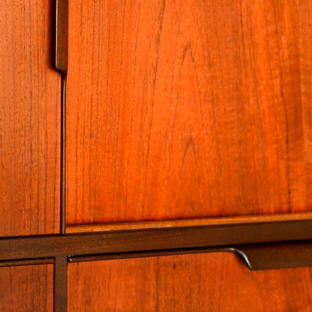 Teak Sideboard with Three Drawers and Three Sliding Doors, 1960s